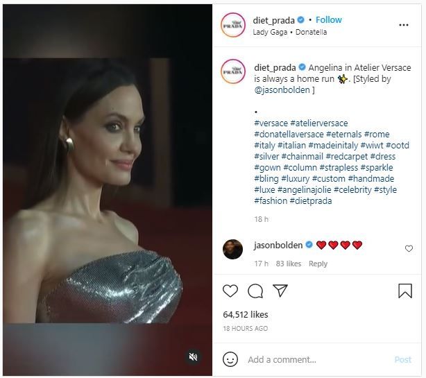 Gaya Rambut Angelina Jolie di Premiere The Eternals (instagram.com/diet_prada)