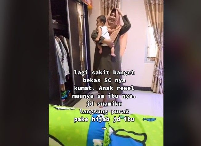 Perilaku suami saat istri sakit (tiktok.com/@etnikskin)