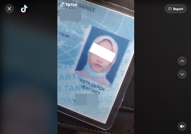 Foto KTP wanita lupa lepas masker jadi viral. (TikTok/@sintiaalfryn)