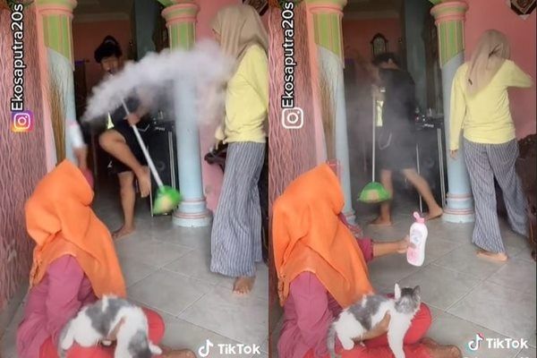 Viral Ibu Semprot Bedak Saat Anak Berantem, Bikin Ketar-ketir. (TikTok)