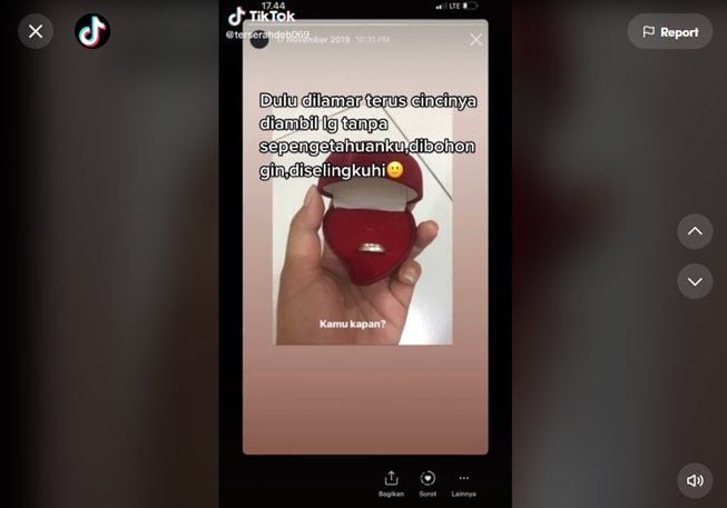 Telak! Cerita Wanita Dulu Cincinnya Direbut Mantan, Kini Jadi Istri Bos Toko Emas. (TikTok/@terserahdeh069)