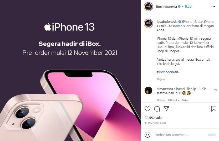 Harga iPhone 13 di Indonesia. [Instagram]