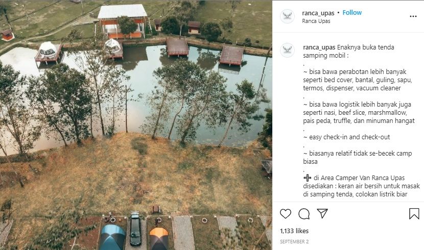 Ranca Upas, salah satu tempat camping populer di Bandung. (Instagram/@ranca_upas)