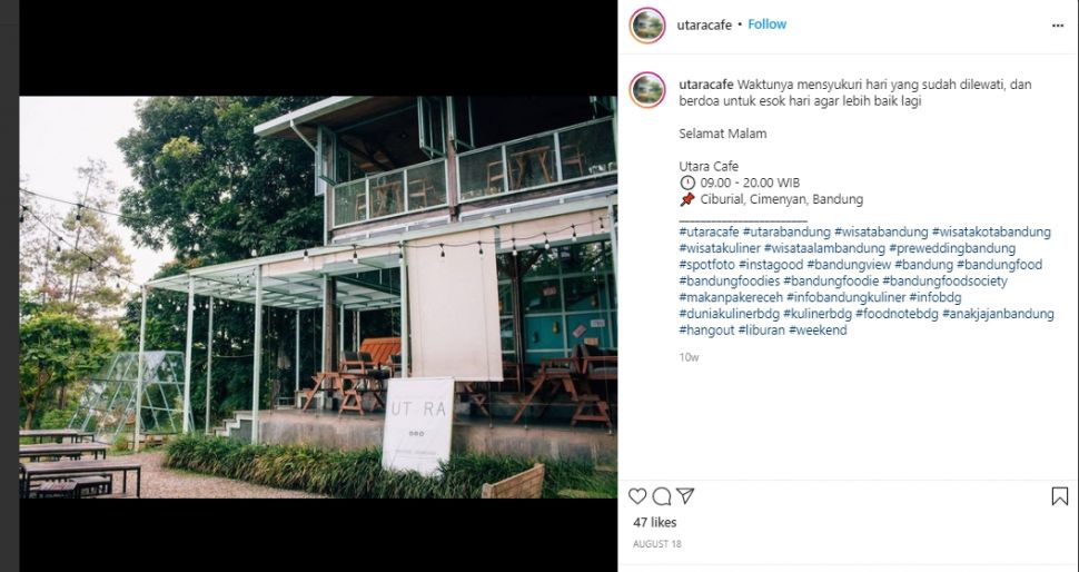 Lengkapi Kekayaan Wisata Bandung di 7 Kafe hits. (Instagram)