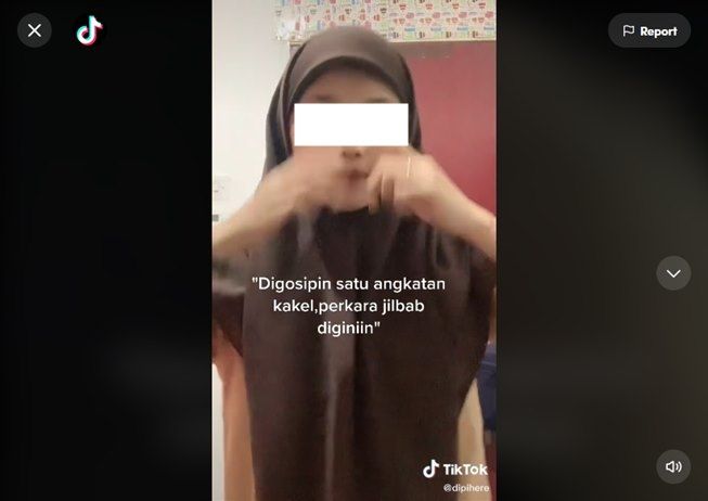 Viral cewek digosipin kakak kelas gara-gara gaya jilbab. (TikTok/@dipihere)