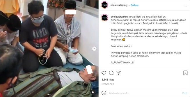 Viral Kakek Meninggal saat Pengajian, Pertanyaan Terakhirnya ke Ustaz Jadi Sorotan. (Instagram/@sholawatankuy)