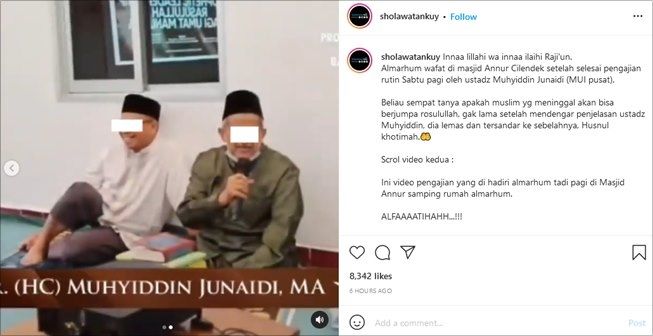 Viral Kakek Meninggal saat Pengajian, Pertanyaan Terakhirnya ke Ustaz Jadi Sorotan. (Instagram/@sholawatankuy)