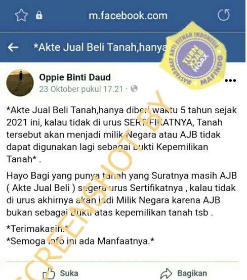 Postingan tentang AJB (turnbackhoax.id)