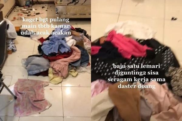 Viral Suami Gunting Baju dan Hancurkan Skincare Istri. (TikTok)