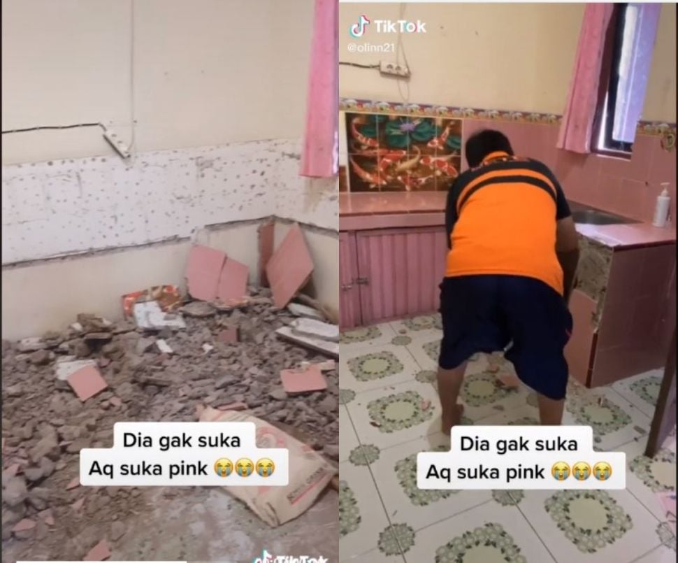 Suami bongkar dapur (iktok.com/@olinn21)