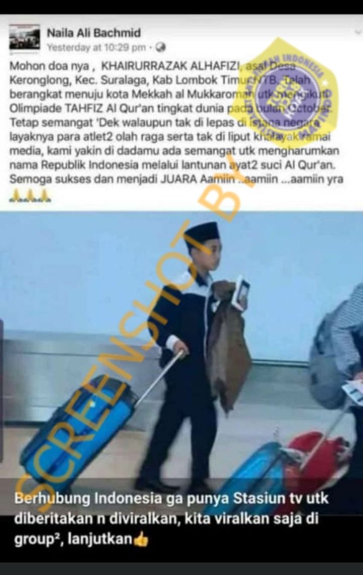 Peserta Tahfiz Al-Quran Tingkat Dunia Tak Diperhatikan Istana, Benarkah? (Turnbackhoax.id)