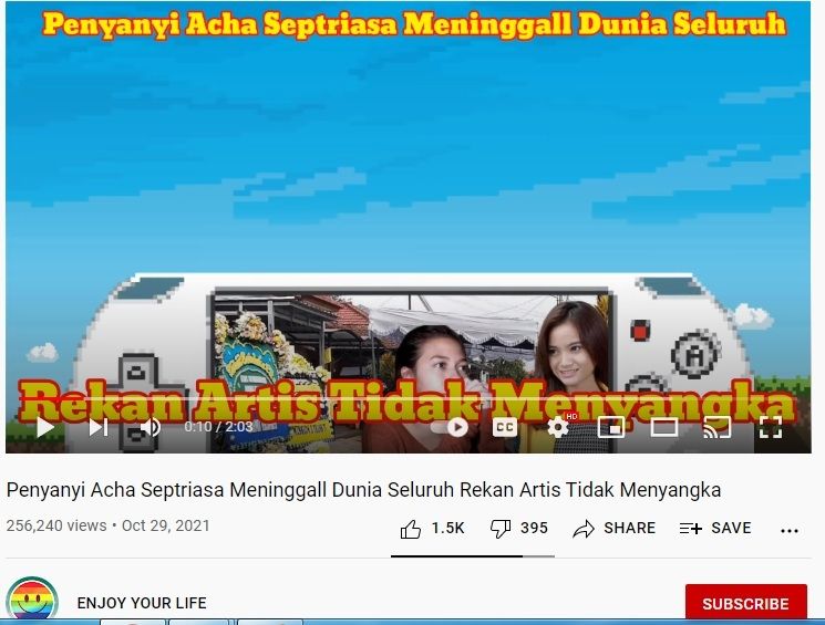 Unggahan soal Acha Septriasa [YouTube/ENJOY YOUR LIFE]