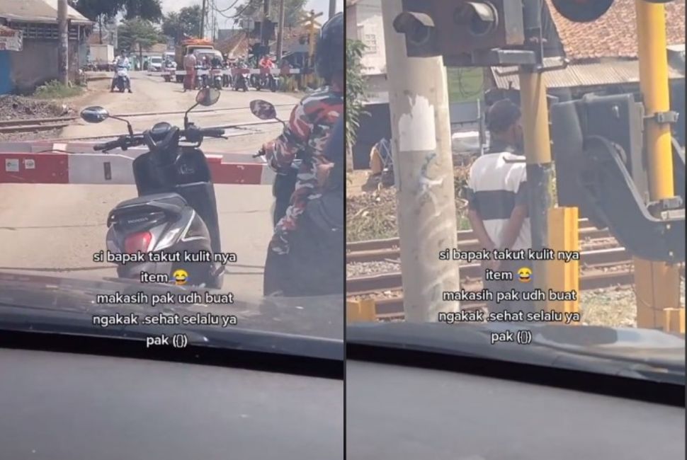 Pengendara motor di palang kereta (tiktok.com/@teukudaing)