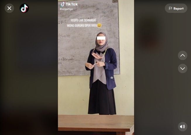 Viral ibu guru cantik dipuji spek ratu. (TikTok/@angafigo)