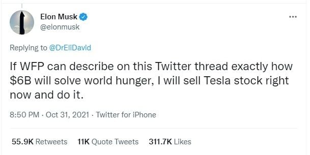 Cuitan Elon Musk siap jual saham Tesla. [Twitter]