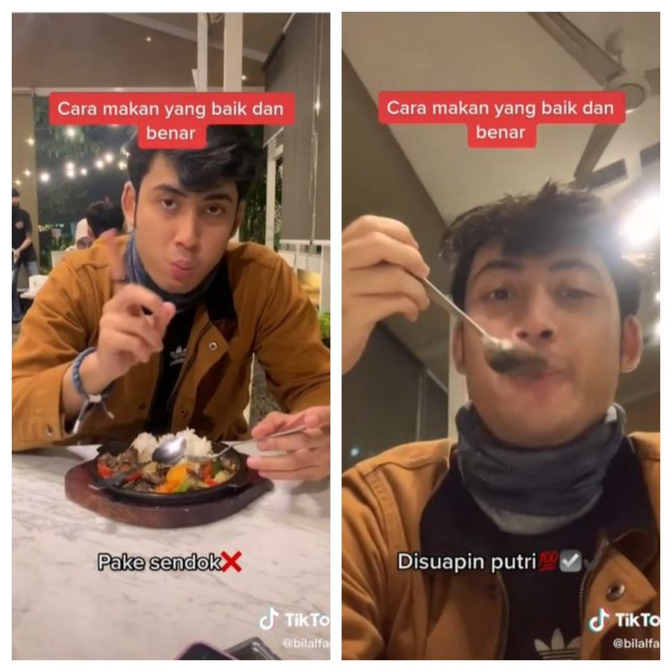 Cara makan yang baik dan benar ini bikin warganet panes (TikTok @bilalfadh)