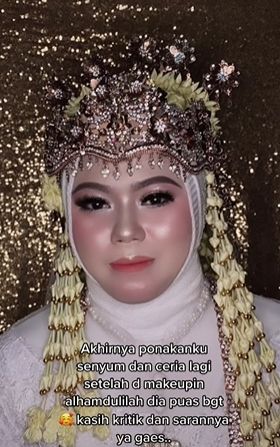 Hasil make up dadakan pengantin menjadi sorotan. (Tiktok/@miapertiwi03)