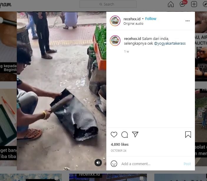 Viral Video Penjual Minuman di Pinggir Jalan, Publik Syok Lihat Alat Pemecah Es. (Instagram/@recehxx.id)