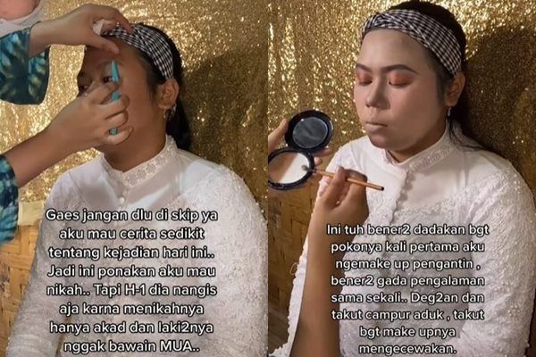 Viral Pengantin Nangis H-1 Belum Dapat MUA. (TikTok)