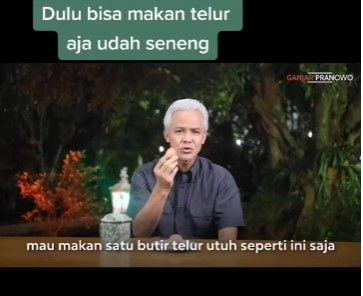 Ganjar Pranowo menceritakan sulitnya makan telur utuh, hal itu terjadi saat ia berada di masa sulit. [TikTok]