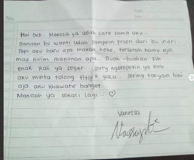 Surat Vanessa Angel pada sahabatnya [Anggitasari]