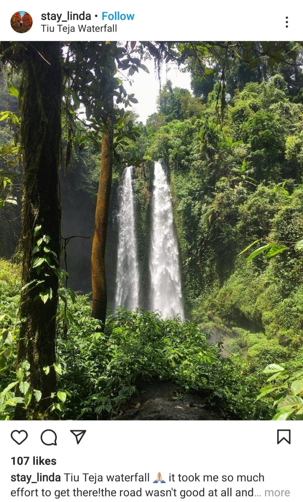 Air Terjun Tiu Teja di Lombok. (Instagram/@stay_linda)