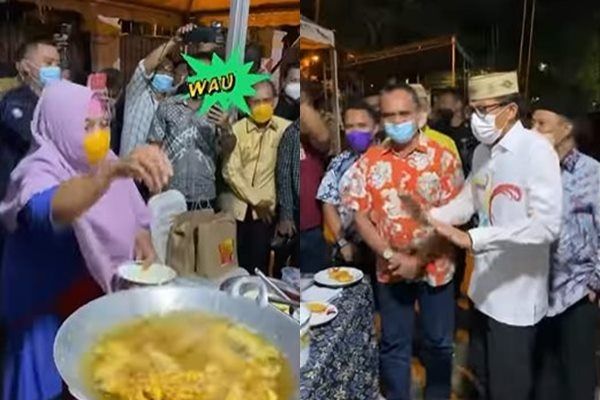 Sandiaga Uno Ngeri Lihat Emak-emak Goreng Pisang Pakai Tangan. (TikTok)