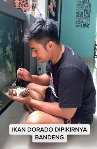 Istri goreng ikan mahal punya suami. (Tiktok/@sansantv_san)