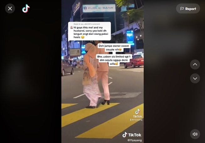 Viral video pria pakai high heels di tempat umum. (TikTok/@11yayang)