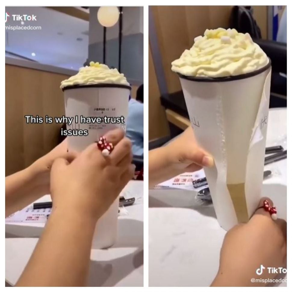 Minuman tipuan (TikTok @misplacedcorn)