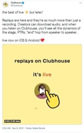 Fitur baru clubhouse, Replays. [Clubhouse]