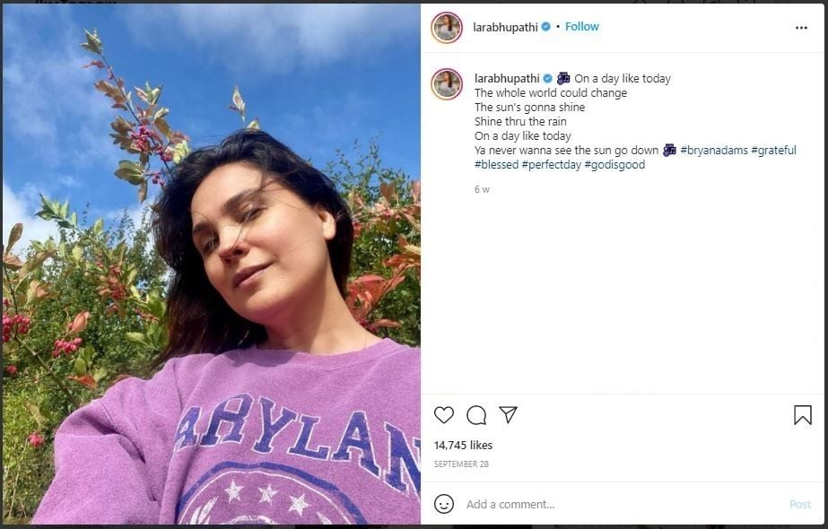 Artis India Lara Dutta yang Viral karena Profil di Aplikasi Kencan (instagram.com/larabhupathi)