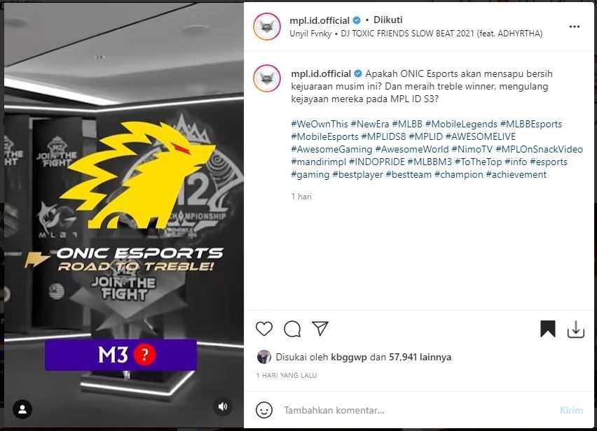 Jika juara M3, ONIC bakal menjadi tim dengan gelar terlengkap. (Instagram/ mpl.id.official)