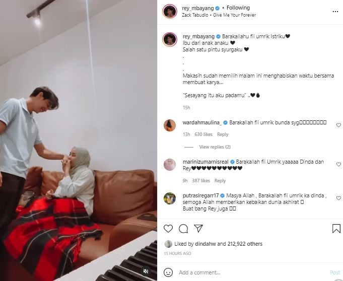 Kemesraan Rey Mbayang dan Dinda Hauw (instagram.com)