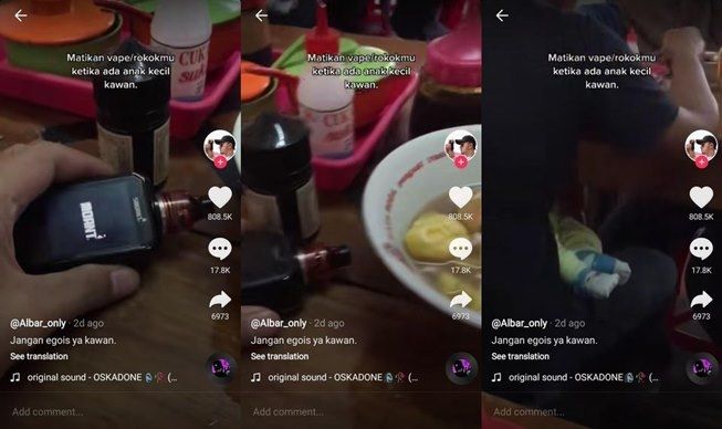 Viral Pria Gercep Lakukan Ini saat Lihat Ayah Makan sambil Pangku Bayi. (TikTok/@albar_only)