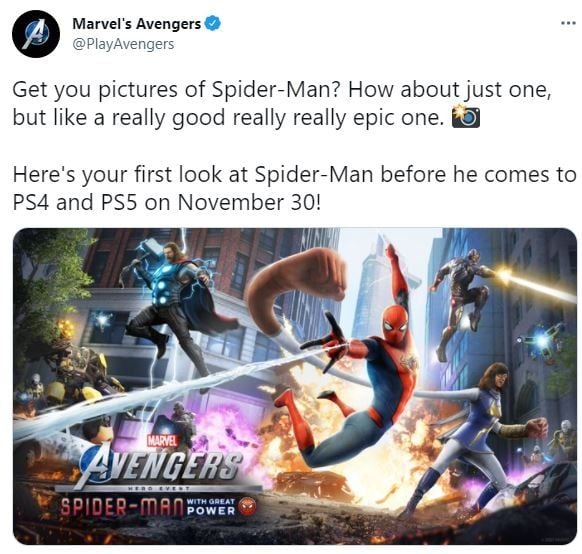 DLC Spider-Man siap datang ke Marvel's Avengers. (Twitter)