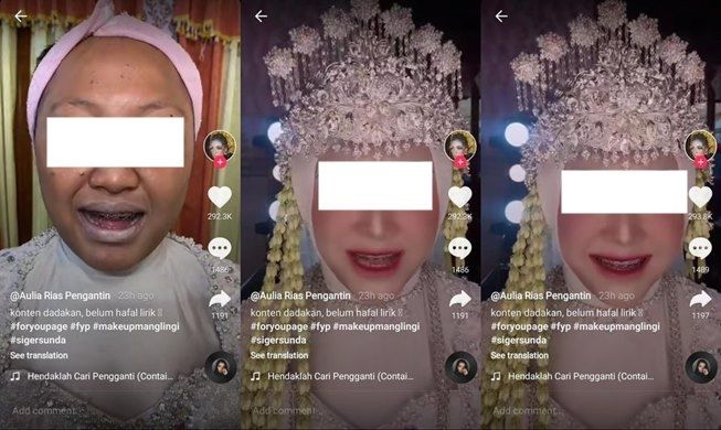 Manglingi! Viral Pengantin Berubah Drastis usai Diria. (TikTok/@auliariaspengantin)