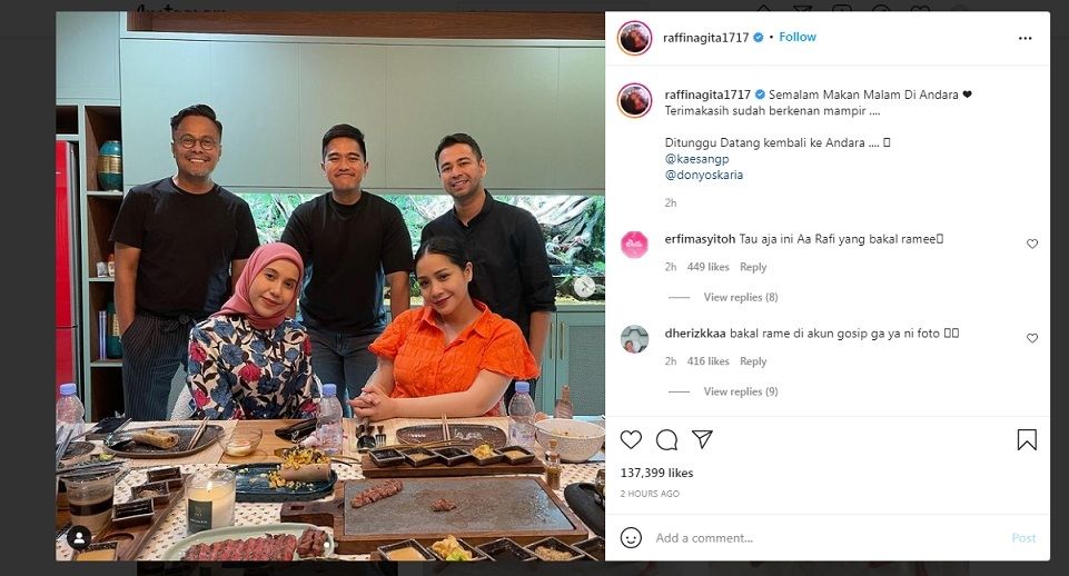 Kaesang Pangarep ajak Nadya Arifta ke rumah Raffi Ahmad [Instagram]
