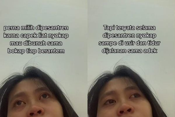 Cewek Nangis Curhat Alasan Masuk Pesantren Karena Ayah Ancam Bunuh Ibu. (TikTok)