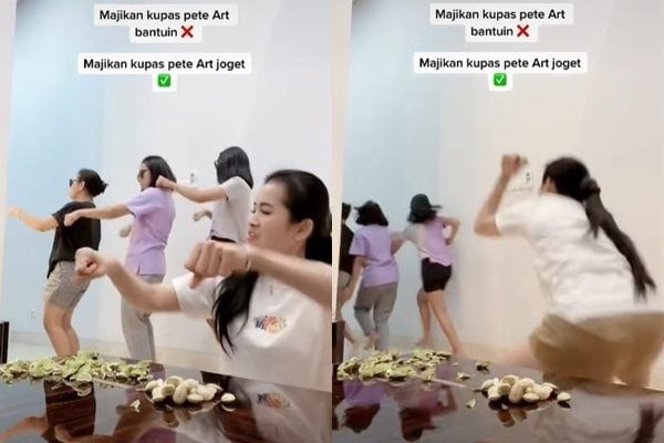 Viral Reaksi Majikan Pergoki ART Asyik Joget Pargoy. (TikTok)