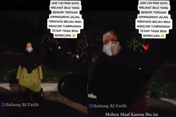 Viral Cowok Lihat Seorang Ibu Diam di Pinggir Jalan Jam 1 Pagi. (TikTok)