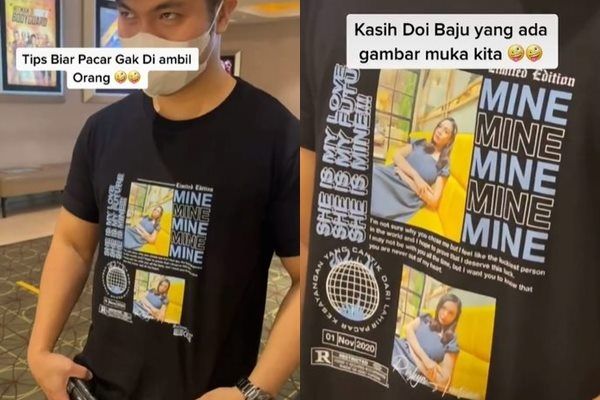 Viral Cewek Ini Paksa Pacar Pakai Kaos Gambar Memalukan Saat Nge-Mal. (TikTok)