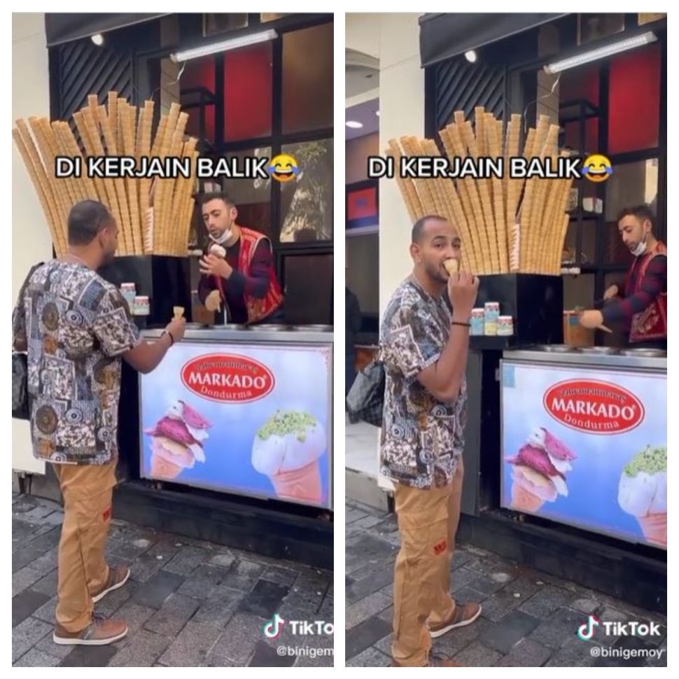 Mengusili penjual es krim Turki (TikTok @binigemoy)