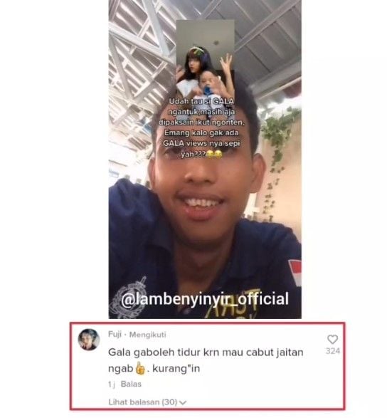 Seorang warganet membuat video dan menuduh Fuji tak tahu diri karena tega bikin konten saat Gala tengah mengantuk. [Instagram]