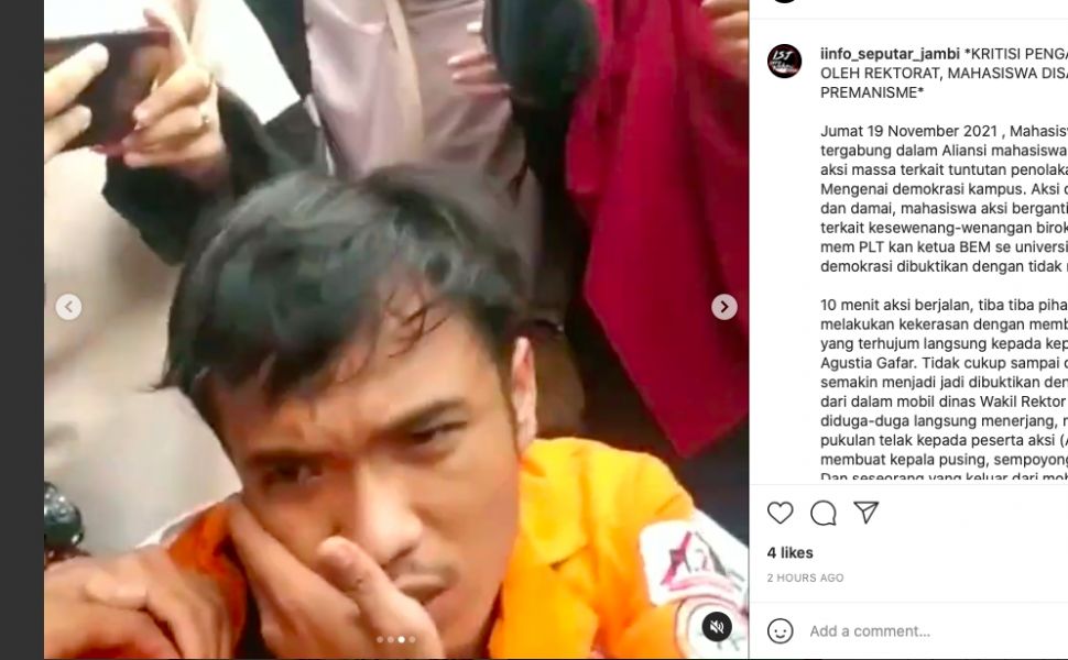 Mahasiswa Universitas Jambi korban pemukulan [instagram]