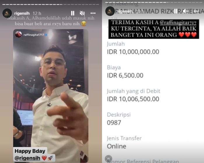 Raffi Ahmad beri Rigen uang Rp 10 juta. (Instagram)