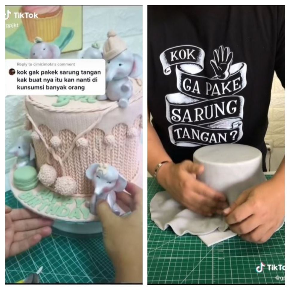 Alasan mendekorasi kue tanpa sarung tangan (TikTok @gpjkt)