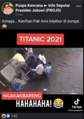 Kabar soal perahu yang ditumpangi Anies Baswedan terguling di sungai. (Facebook)