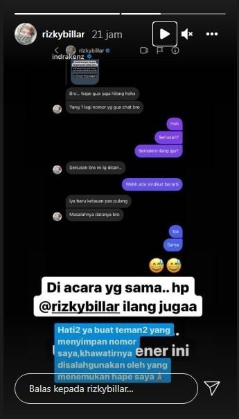 Unggahan Rizky Billar [Instagram/@rizkybillar]