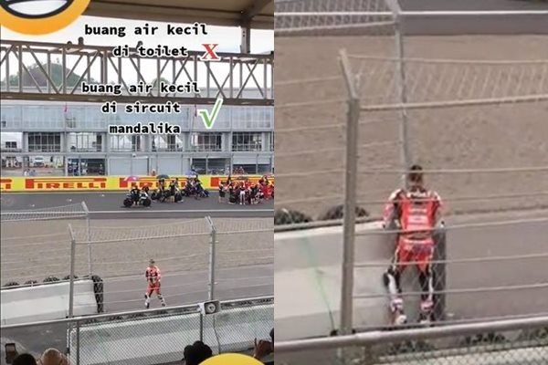 Viral Pembalap WSBK Buang Air Kecil di depan Tribun Penonton Sirkuit Mandalika. (TikTok)